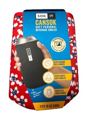 SOK IT CANSOK Soft Personal Beverage Cooler - Red Floral